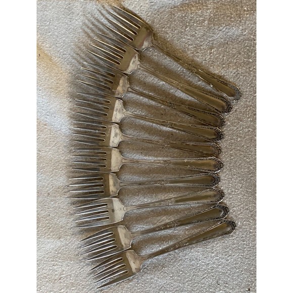 Monroe Silver Co Lot Of 10 Salad Forks Vtg Company Pattern - Picture 1 of 5